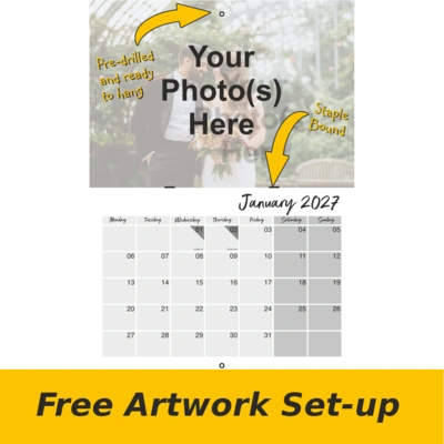  Free Artwork  -  Stapled And Drilled Wall Calendar