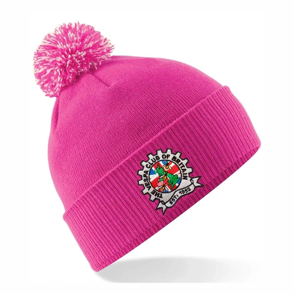  Vespa Bobble Hat  -  Fuchsia & Off White