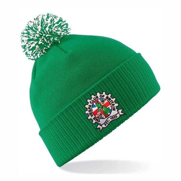  Vespa Bobble Hat  -  Kelly Green & White