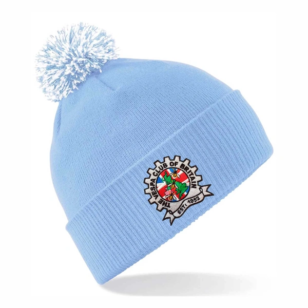  Vespa Bobble Hat  -  Sky Blue & White
