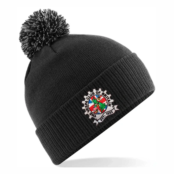  Vespa Bobble Hat  -  Black & Graphite Grey