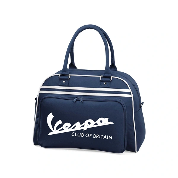  Retro Bowling Bag  -  Italic Vcb Logo On French Navy & White Bag